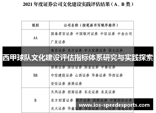 西甲球队文化建设评估指标体系研究与实践探索 西甲球队文化建设评估指标体系研究与实践探索